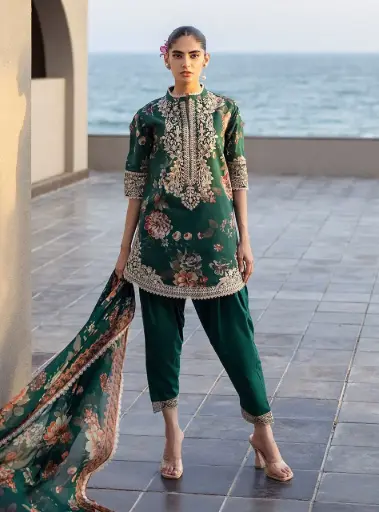 Alhamdulillah  𝘽𝙧𝙖𝙣𝙙 : zainab Chottani  Linen collection 2025  𝙎𝙩𝙪𝙛𝙛: linen  3pc 72/72  💠neck heavy embroided patch 💠sleeve heavy embroided patch 💠Border heavy embroided patch Digital Printed trouser Digital printed linen duppta